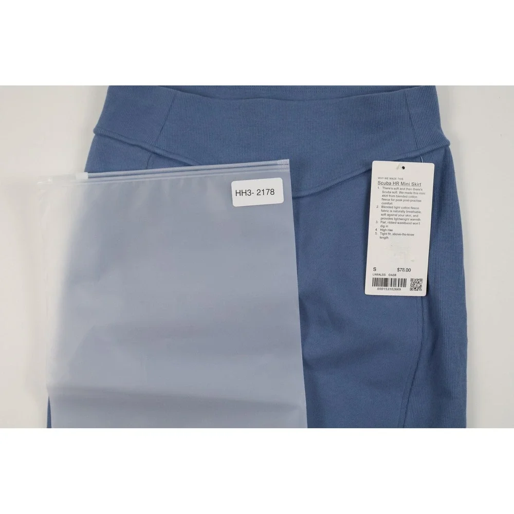 Lululemon Scuba HR Mini Skirt Oasis Blue Solid S Cotton Fleece NWT $78 MSRP